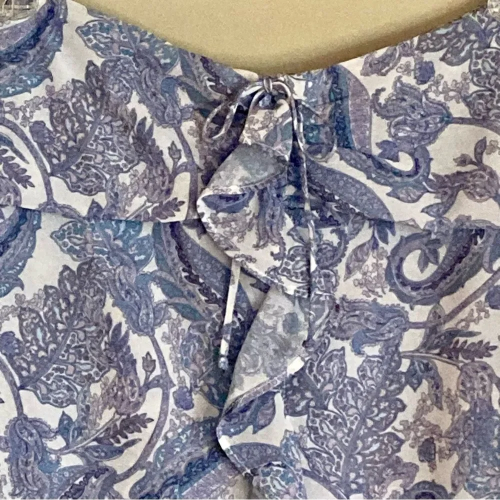 NEW REVOLVE For Love and Lemons Paisley Floral Ruched Mini Skirt Gray Pink XL
